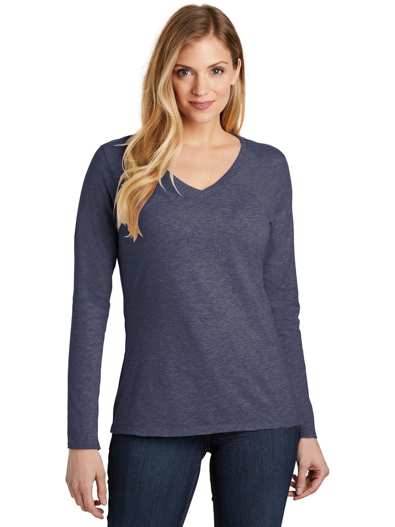no-logo District Ladies Very Important Tee Long Sleeve V-Neck-Regular-District-Thread Logic