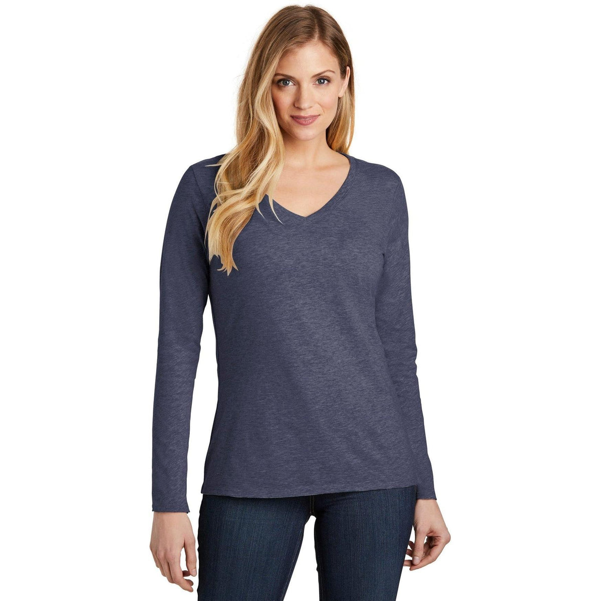 no-logo District Ladies Very Important Tee Long Sleeve V-Neck-Regular-District-Thread Logic