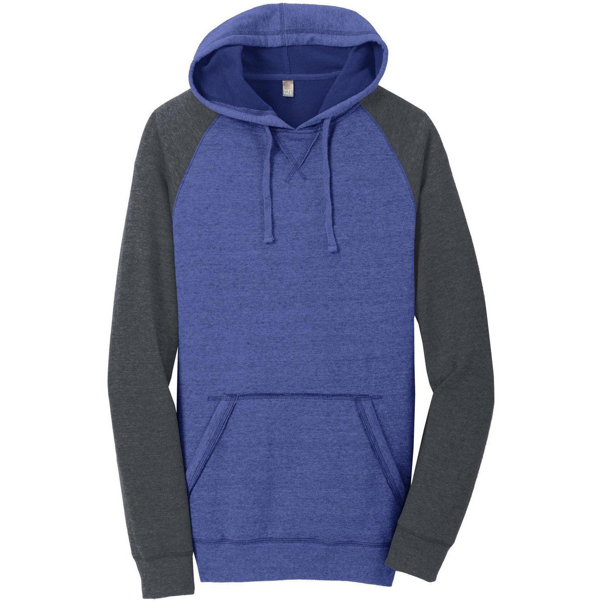 no-logo District Lightweight Fleece Raglan Hoodie-Hoodies-District-Heathered Deep Royal/Heathered Charcoal-XS-Thread Logic