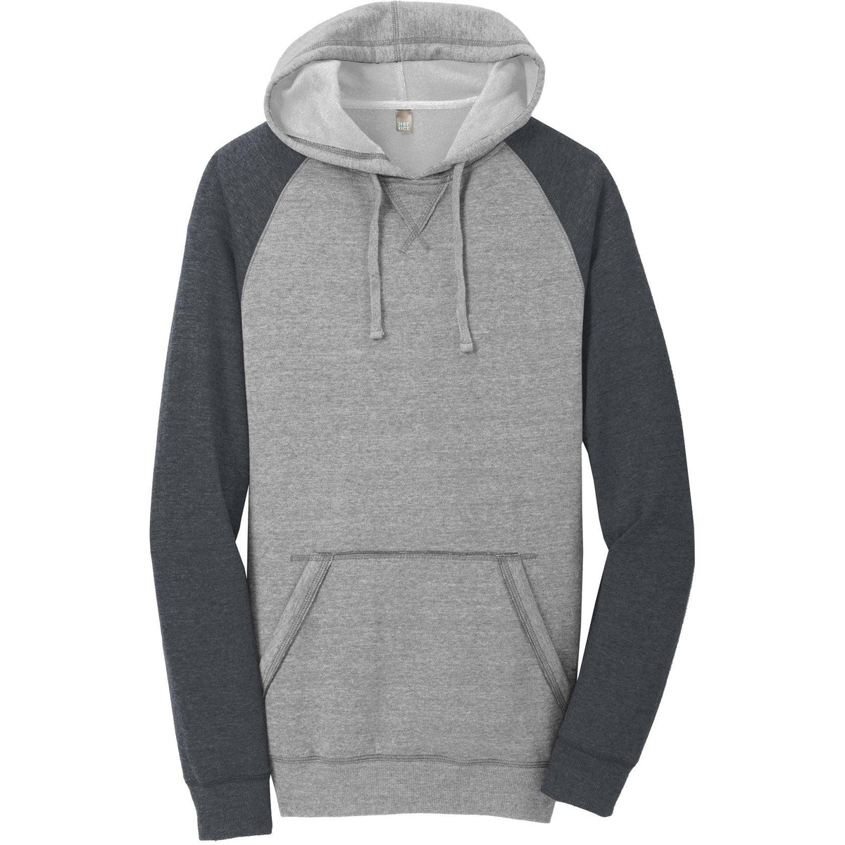 no-logo District Lightweight Fleece Raglan Hoodie-Hoodies-District-Heathered Grey/Heathered Charcoal-XS-Thread Logic