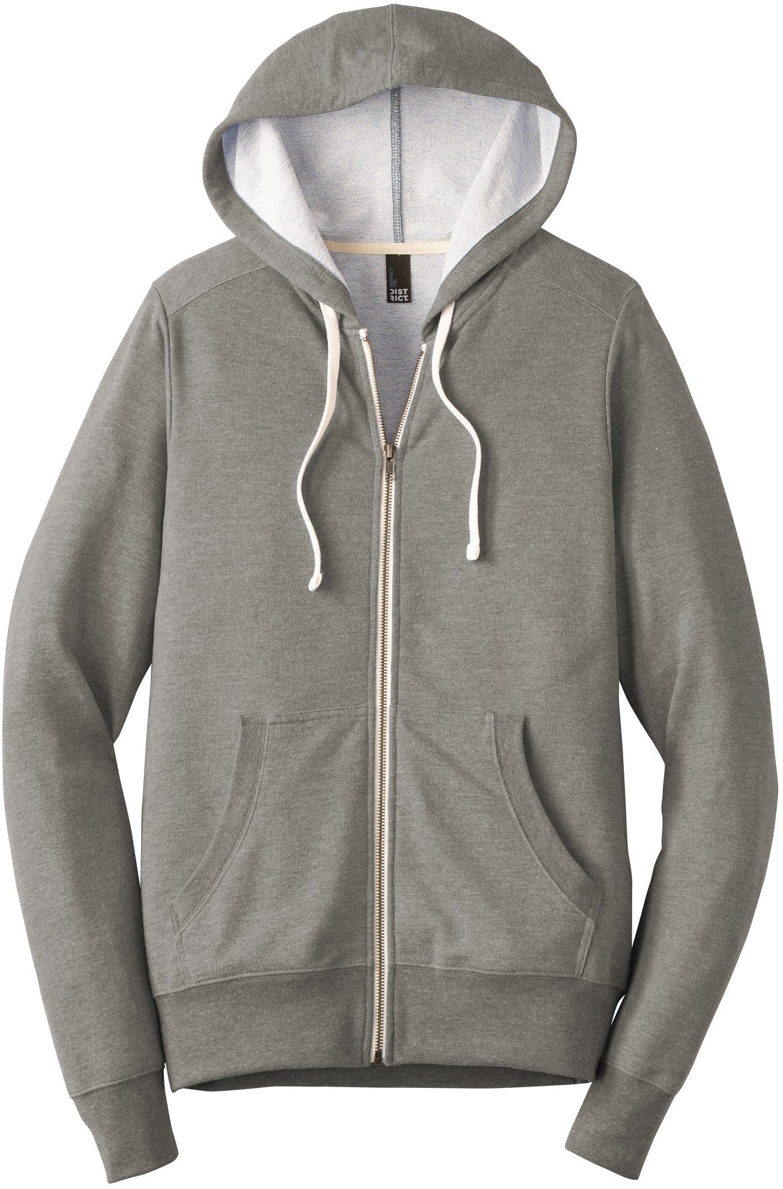 No-Logo CLOSEOUT - District Perfect Tri French Terry Full-Zip Hoodie-Full Zips-District-Grey Frost-XS-Thread Logic