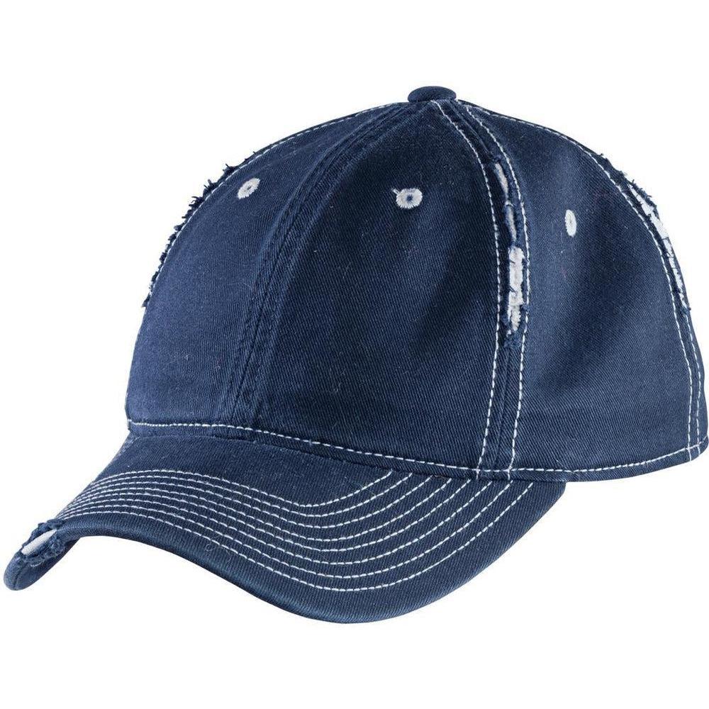 no-logo District Rip and Distressed Cap-Headwear-District-New Navy/Light Blue-OSFA-Thread Logic