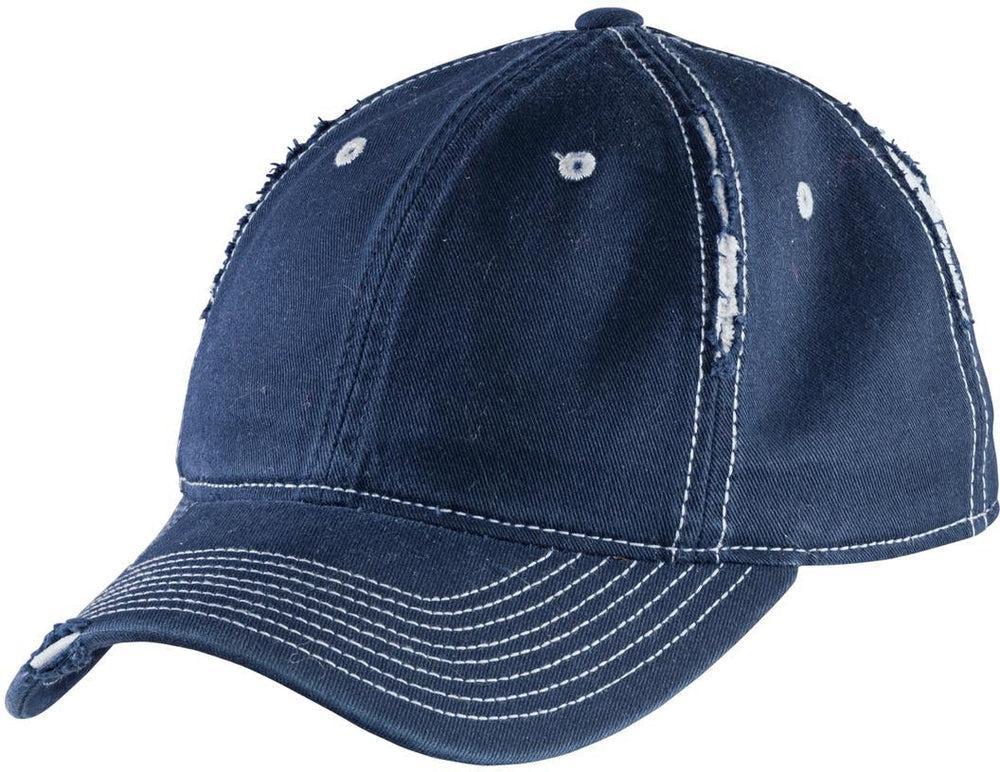 No-Logo CLOSEOUT - District Rip and Distressed Cap-Headwear-District-New Navy/Light Blue-OSFA-Thread Logic