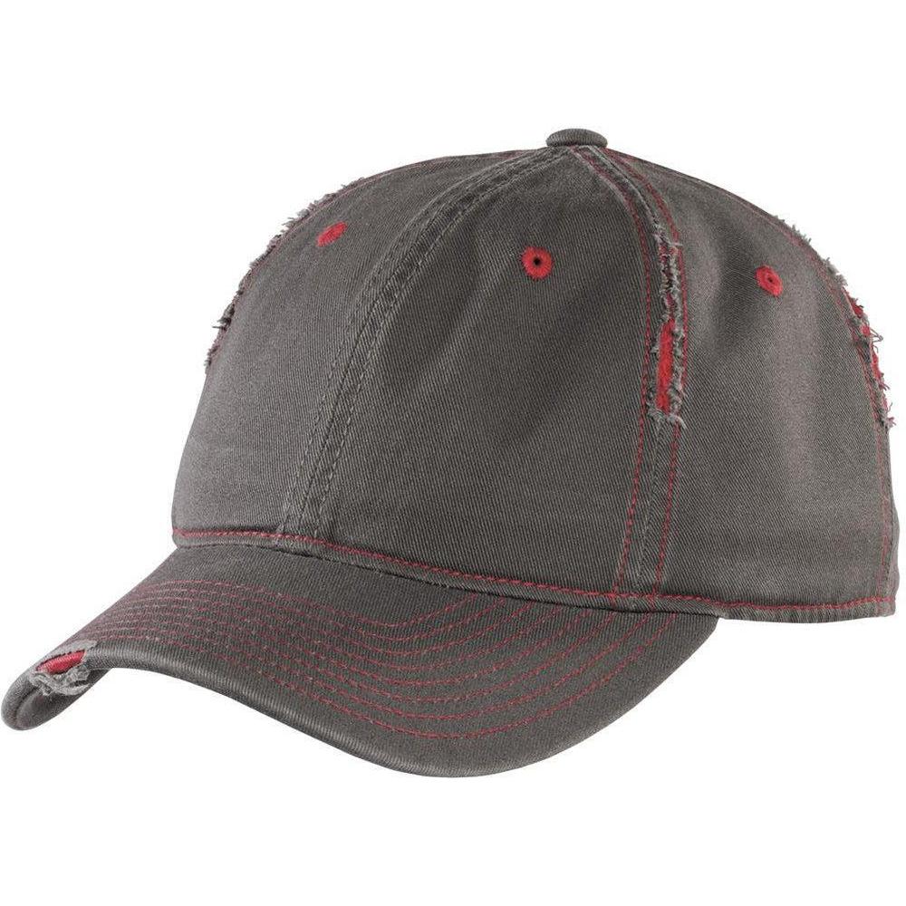 no-logo District Rip and Distressed Cap-Headwear-District-Nickel/New Red-OSFA-Thread Logic