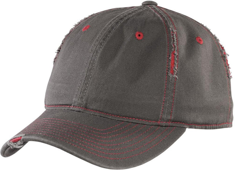 no-logo District Rip and Distressed Cap-Active-District-Nickel/New Red-OSFA-Thread Logic 