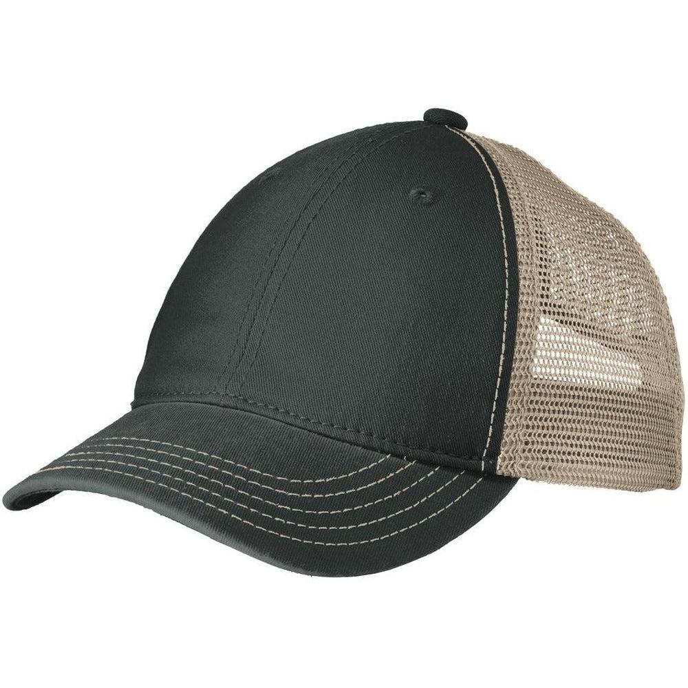 no-logo District Super Soft Mesh Back Cap-Headwear-District-Black/Khaki-OSFA-Thread Logic
