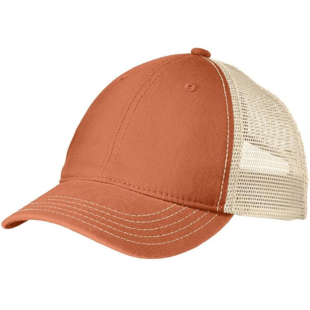 no-logo District Super Soft Mesh Back Cap-Headwear-District-Burnt Orange/Stone-OSFA-Thread Logic