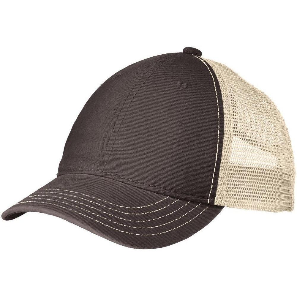 no-logo District Super Soft Mesh Back Cap-Headwear-District-Chocolate Brown/Stone-OSFA-Thread Logic