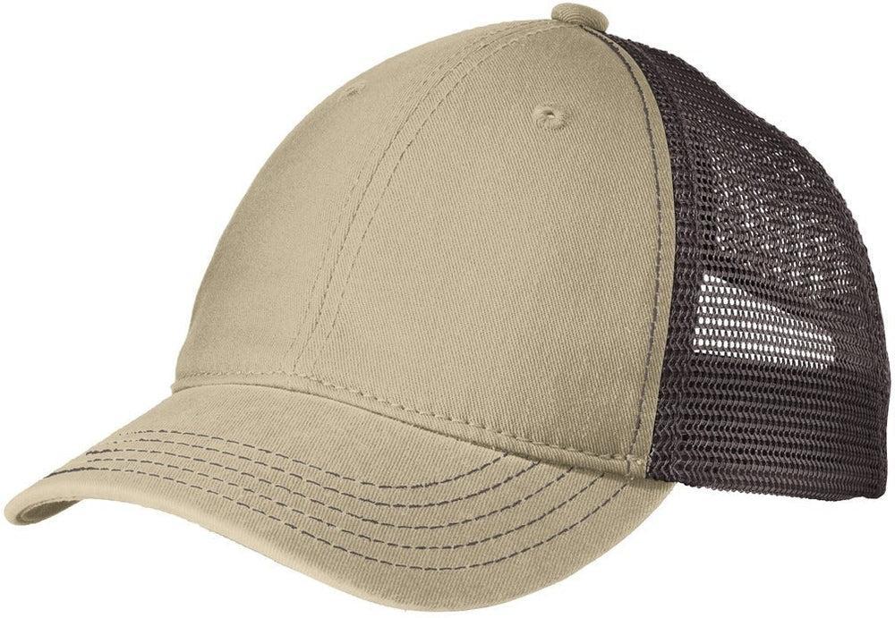 no-logo District Super Soft Mesh Back Cap-Regular-District-Khaki/Chocolate Brown-OSFA-Thread Logic