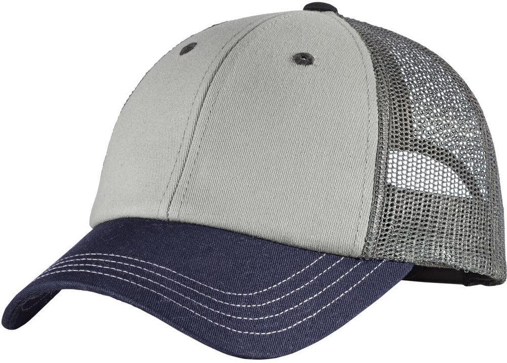 no-logo District Tri-Tone Mesh Back Cap-Regular-District-Chrome/New Navy/Charcoal-OSFA-Thread Logic