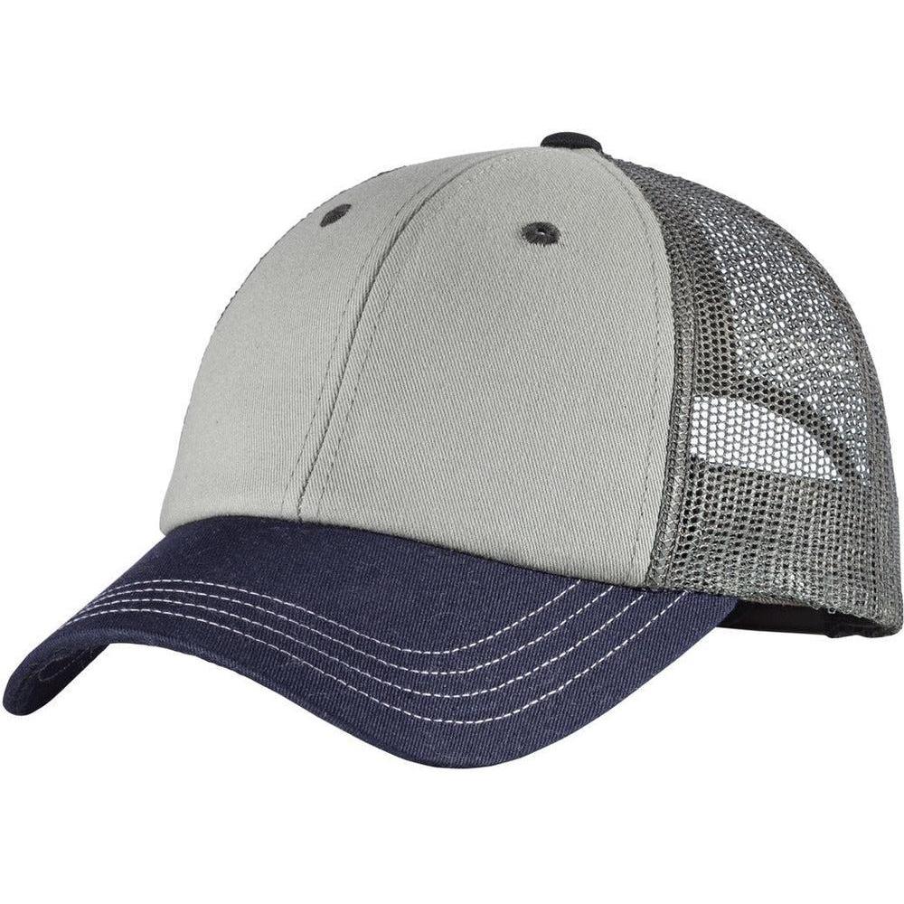 no-logo District Tri-Tone Mesh Back Cap-Regular-District-Chrome/New Navy/Charcoal-OSFA-Thread Logic