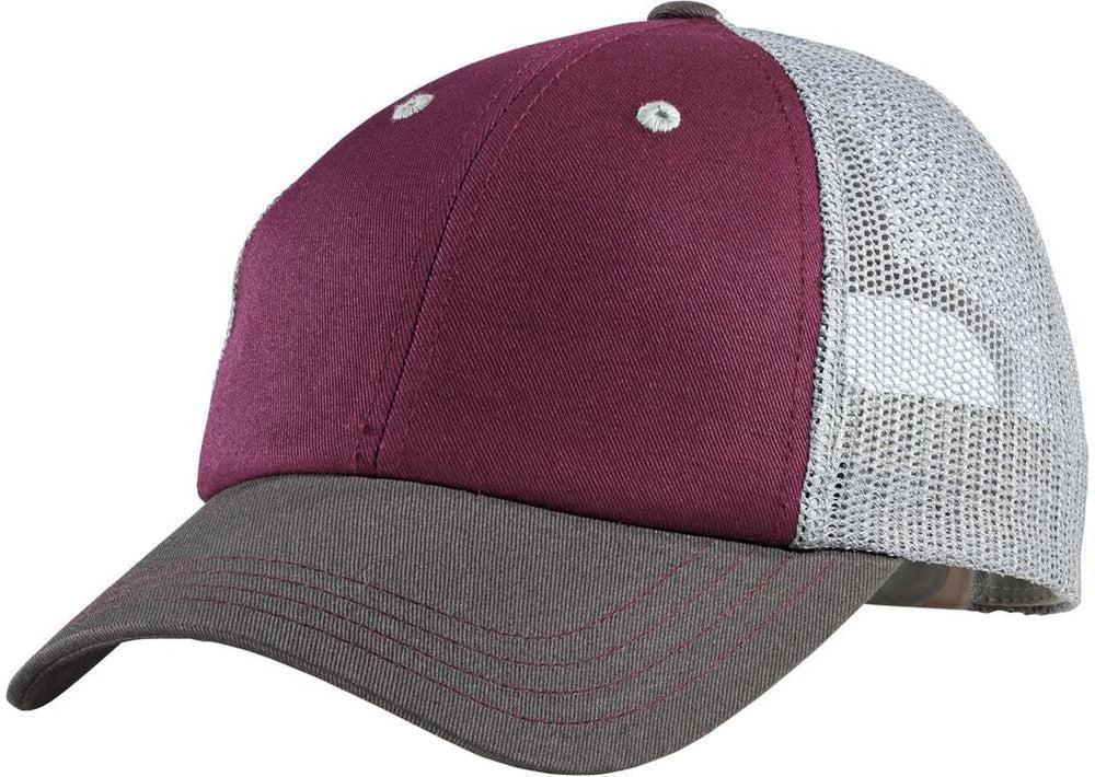 no-logo District Tri-Tone Mesh Back Cap-Regular-District-Maroon/Charcoal/Grey-OSFA-Thread Logic