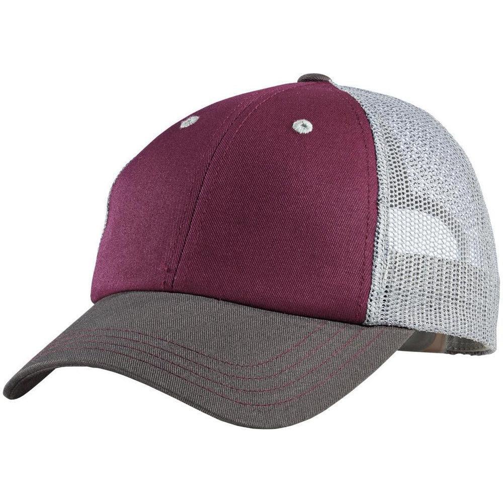 no-logo District Tri-Tone Mesh Back Cap-Regular-District-Maroon/Charcoal/Grey-OSFA-Thread Logic