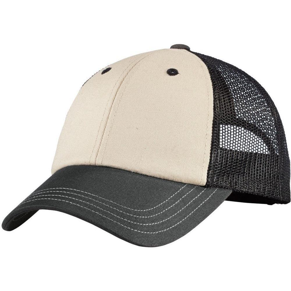no-logo District Tri-Tone Mesh Back Cap-Regular-District-Sandstone/Charcoal/Black-OSFA-Thread Logic