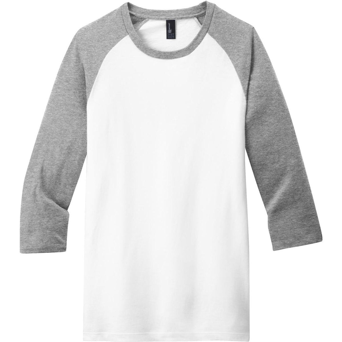 no-logo CLOSEOUT - District Very Important Tee 3/4-Sleeve Raglan-Active-District-Light Heather Grey/White-S-Thread Logic