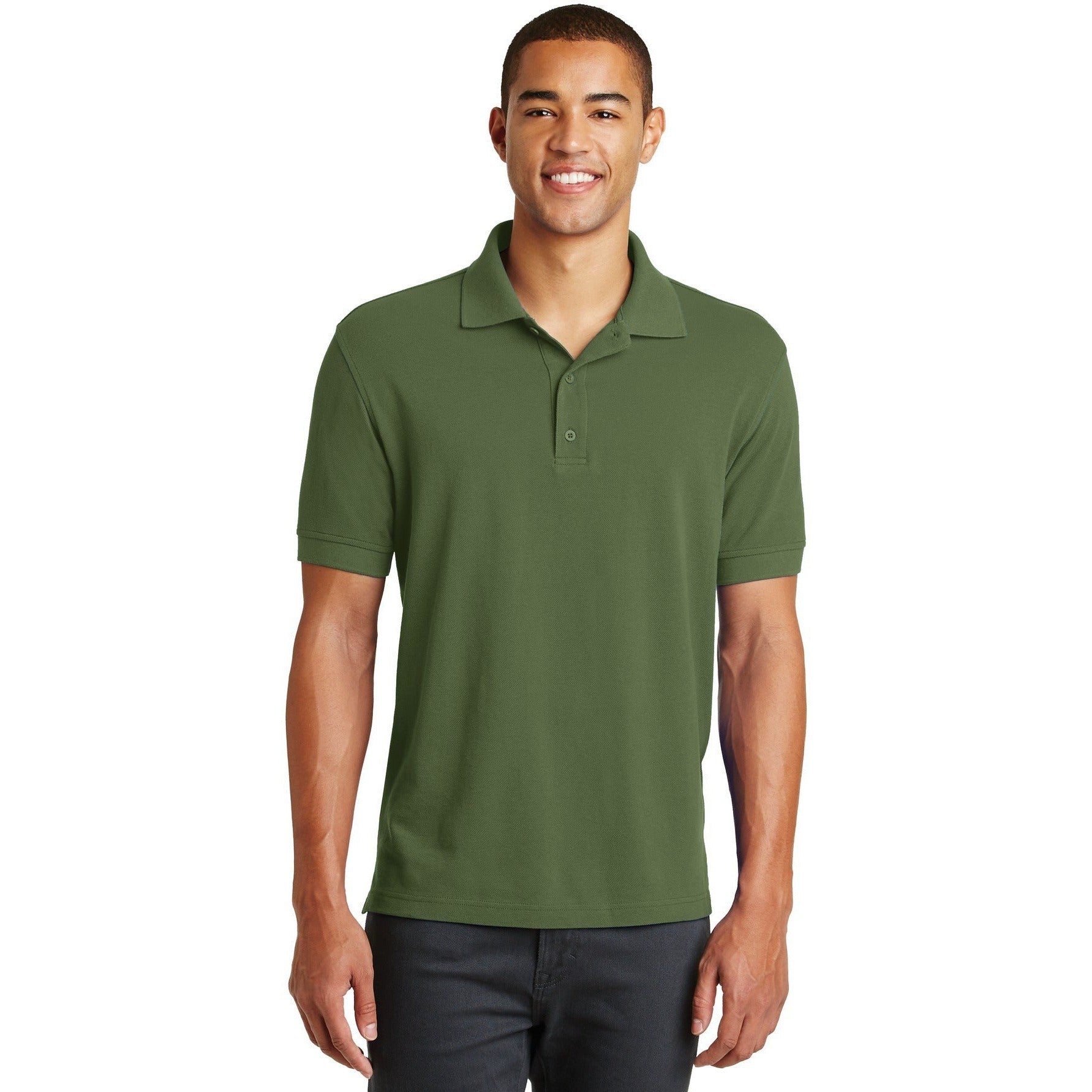 no-logo CLOSEOUT - Eddie Bauer Cotton Pique Polo-Eddie Bauer-Evergreen-M-Thread Logic