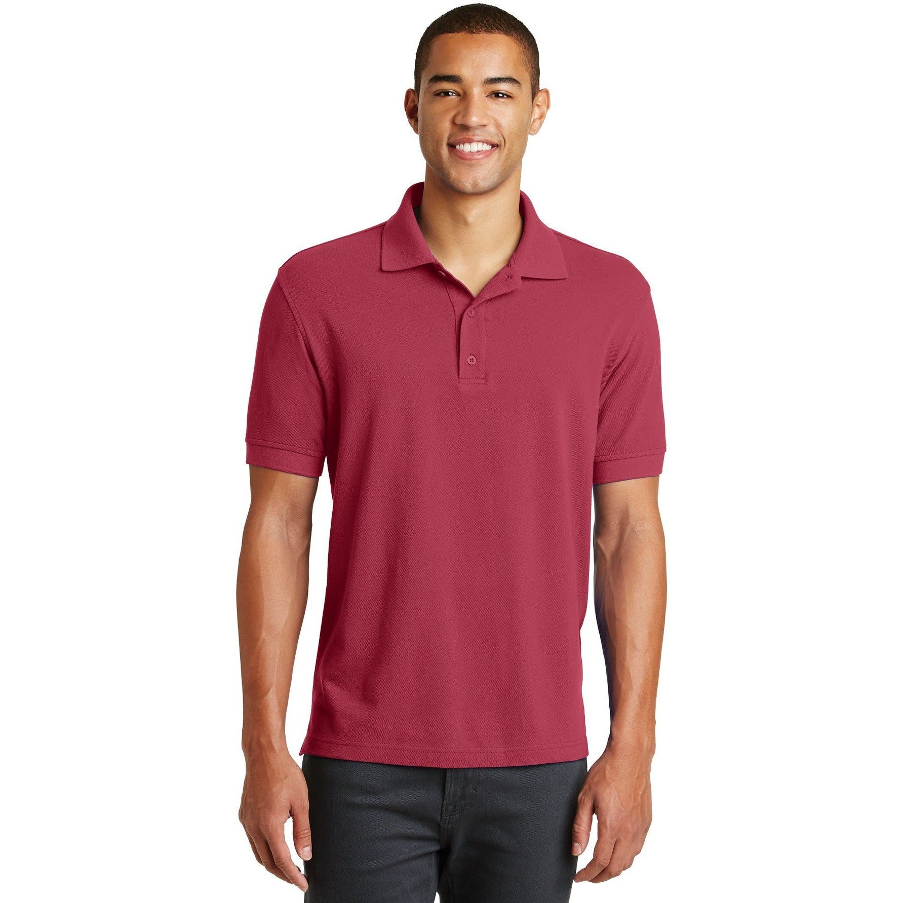 no-logo CLOSEOUT - Eddie Bauer Cotton Pique Polo-Eddie Bauer-Red Rhubarb-L-Thread Logic