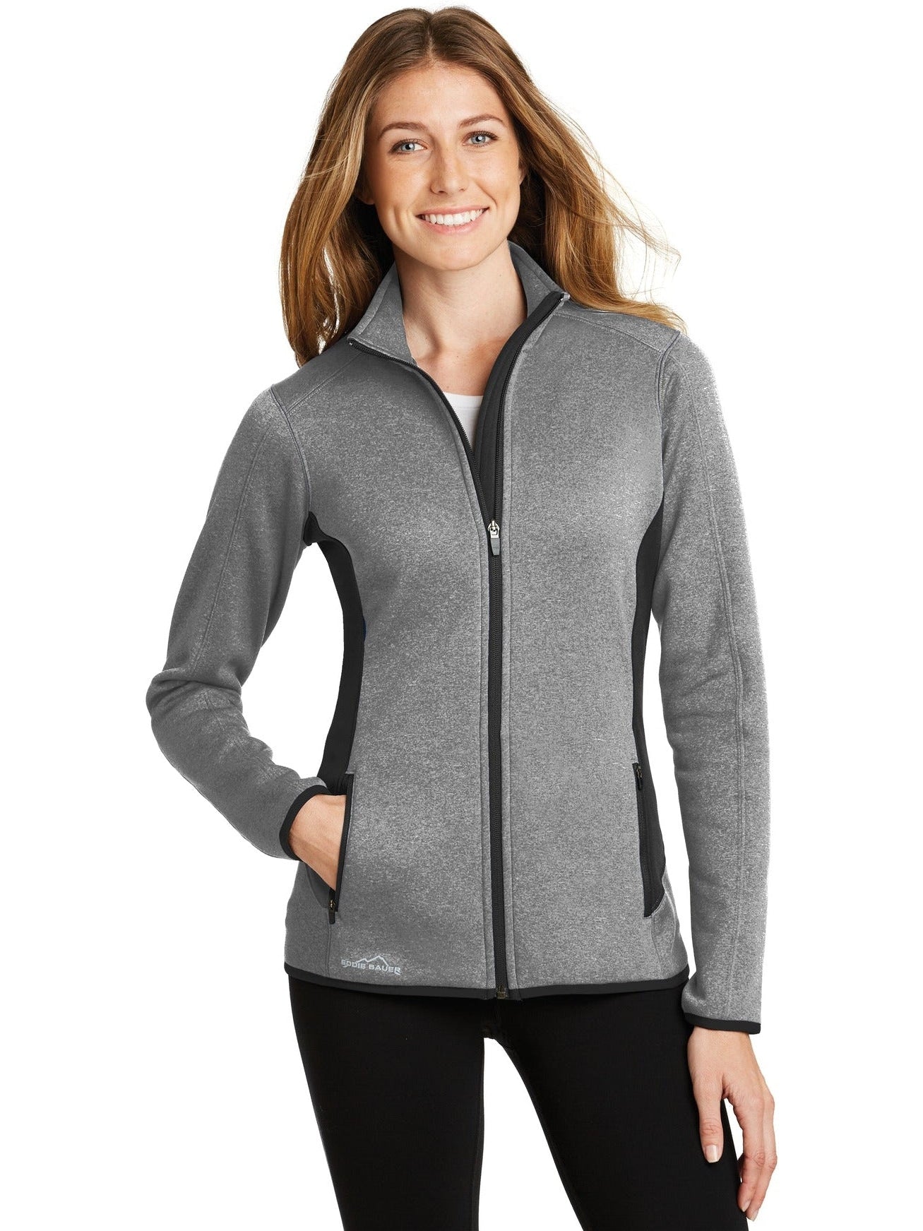 no-logo Eddie Bauer Ladies Full-Zip Heather Stretch Fleece Jacket-Regular-Eddie Bauer-Thread Logic