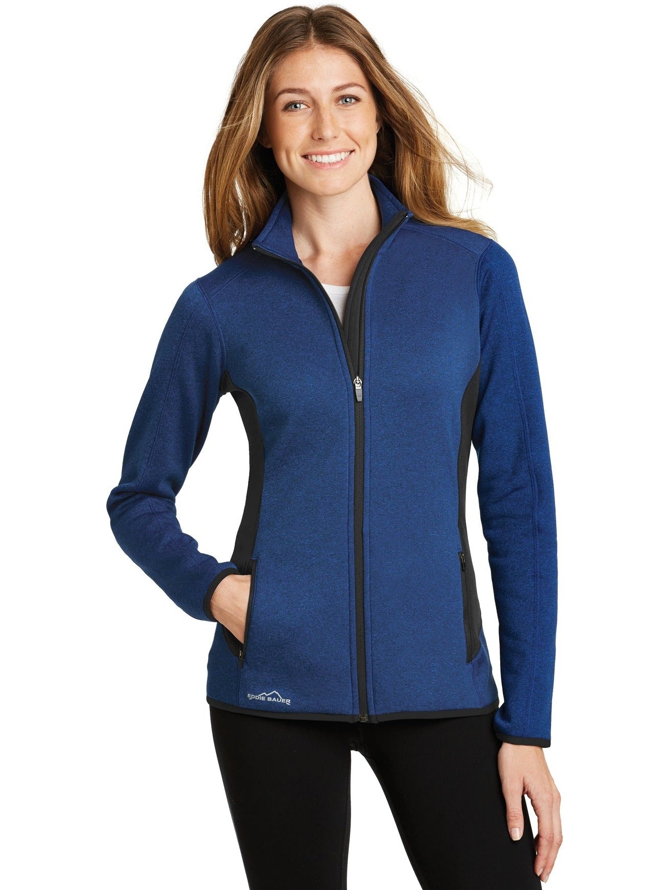no-logo Eddie Bauer Ladies Full-Zip Heather Stretch Fleece Jacket-Regular-Eddie Bauer-Thread Logic