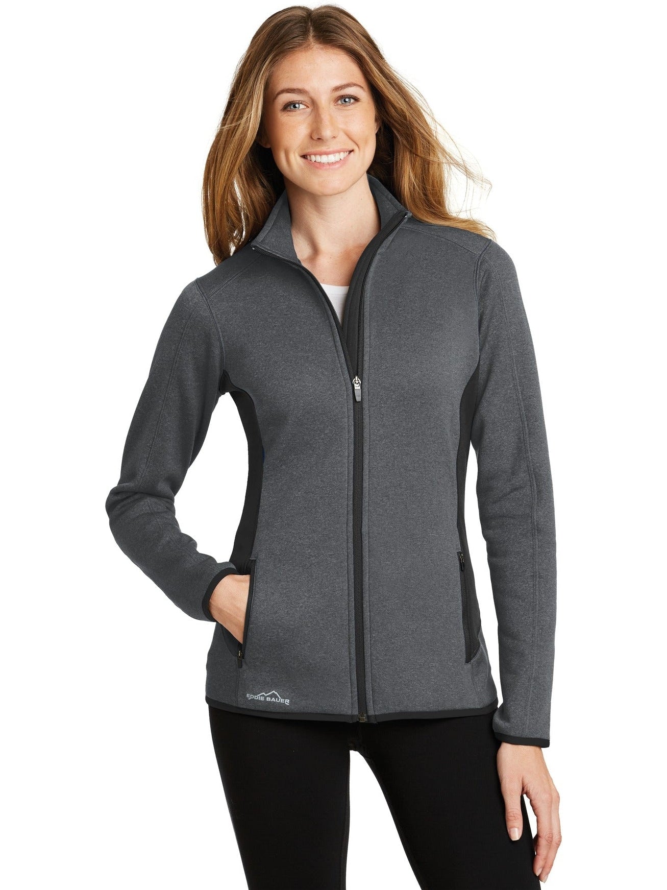 no-logo Eddie Bauer Ladies Full-Zip Heather Stretch Fleece Jacket-Regular-Eddie Bauer-Thread Logic