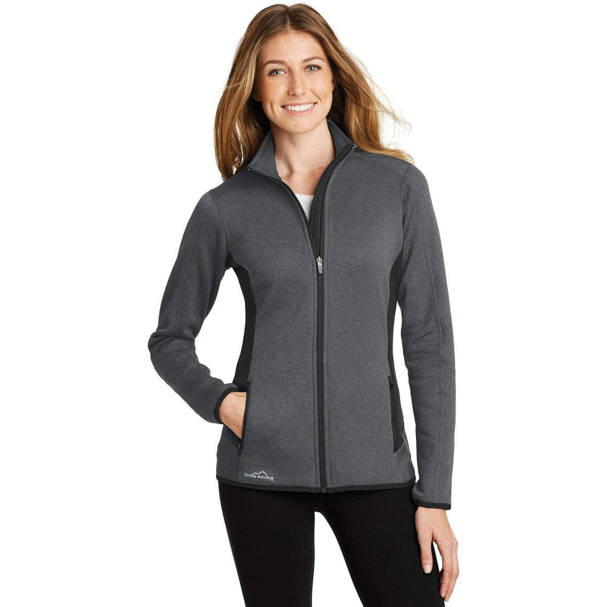 no-logo Eddie Bauer Ladies Full-Zip Heather Stretch Fleece Jacket-Regular-Eddie Bauer-Thread Logic
