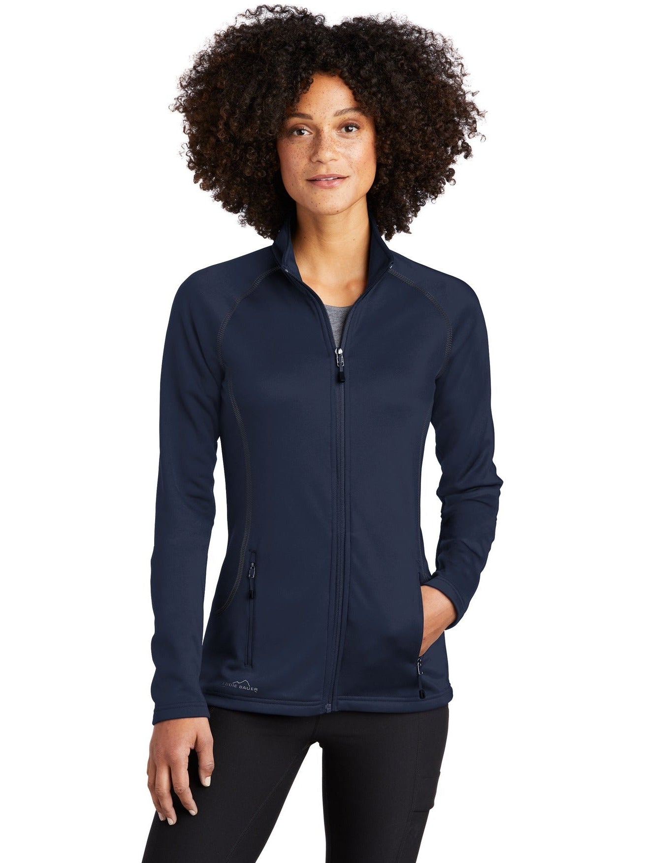 no-logo Eddie Bauer Ladies Smooth Fleece Base Layer Full-Zip-Regular-Eddie Bauer-River Blue Navy-S-Thread Logic