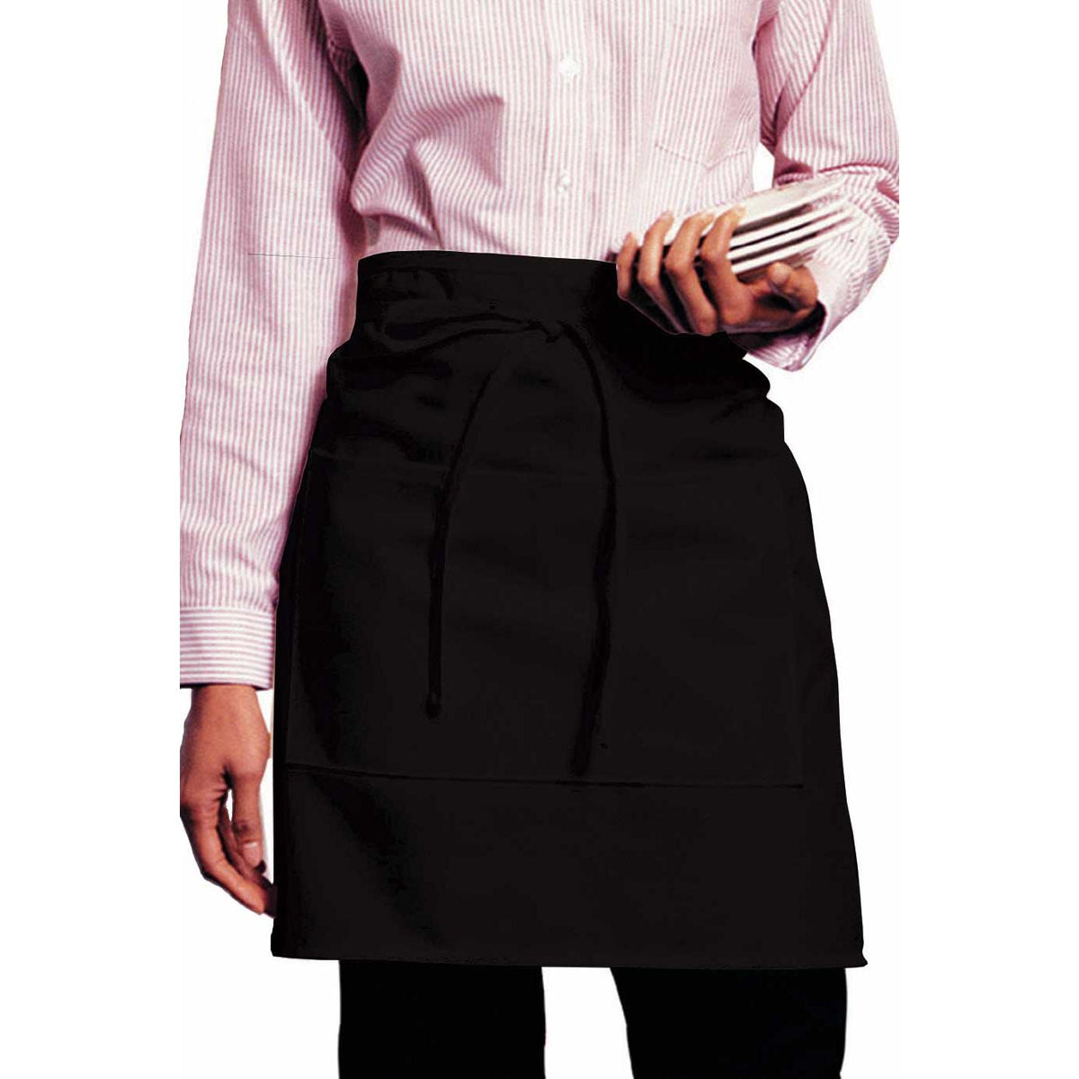 no-logo Edwards 2 Pocket Half Bistro Apron-APRONS-Edwards-Black-1 Size-Thread Logic