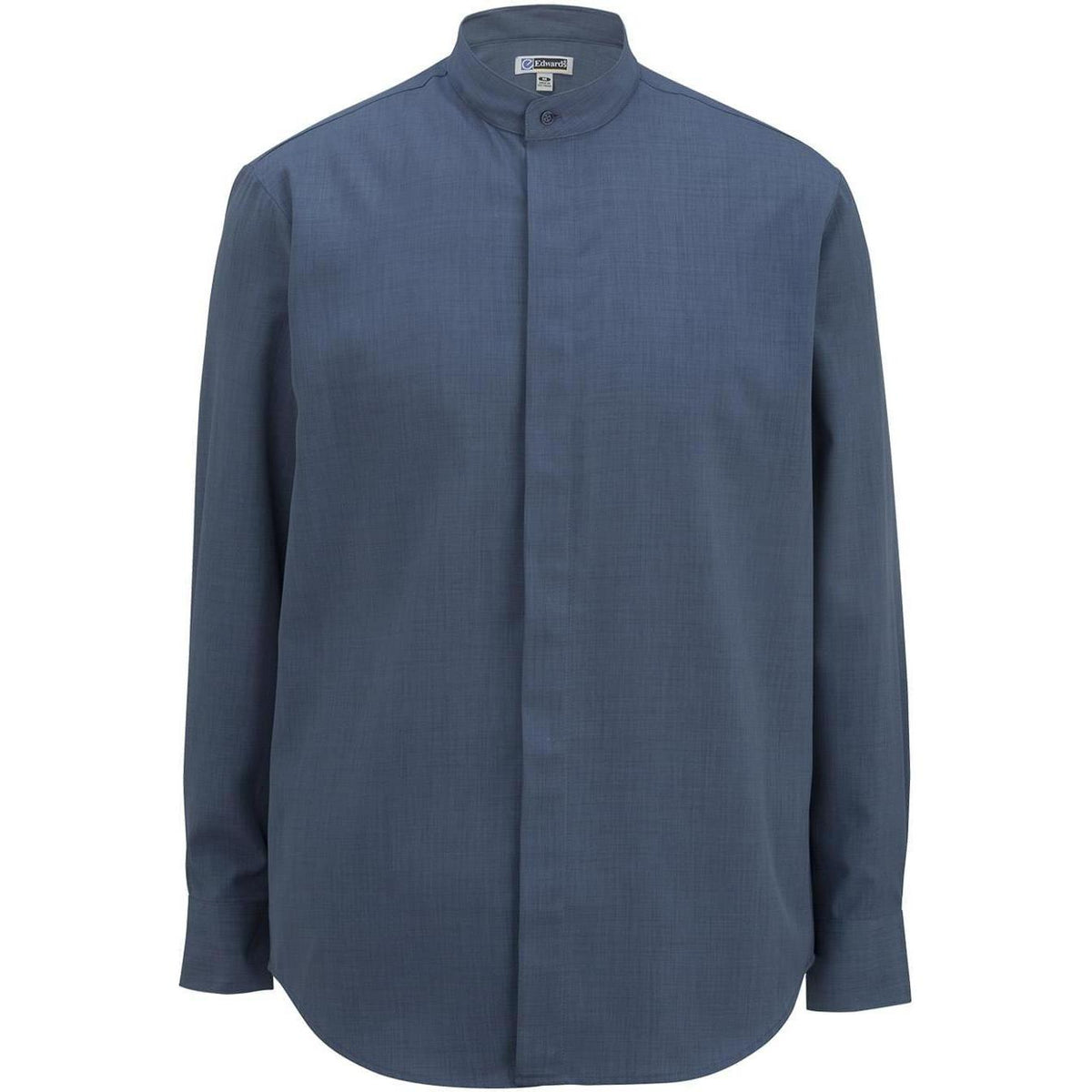no-logo Edwards Bastiste Banded Collar Shirt-Dress Shirts-Edwards-Riviera Blue-S-Thread Logic