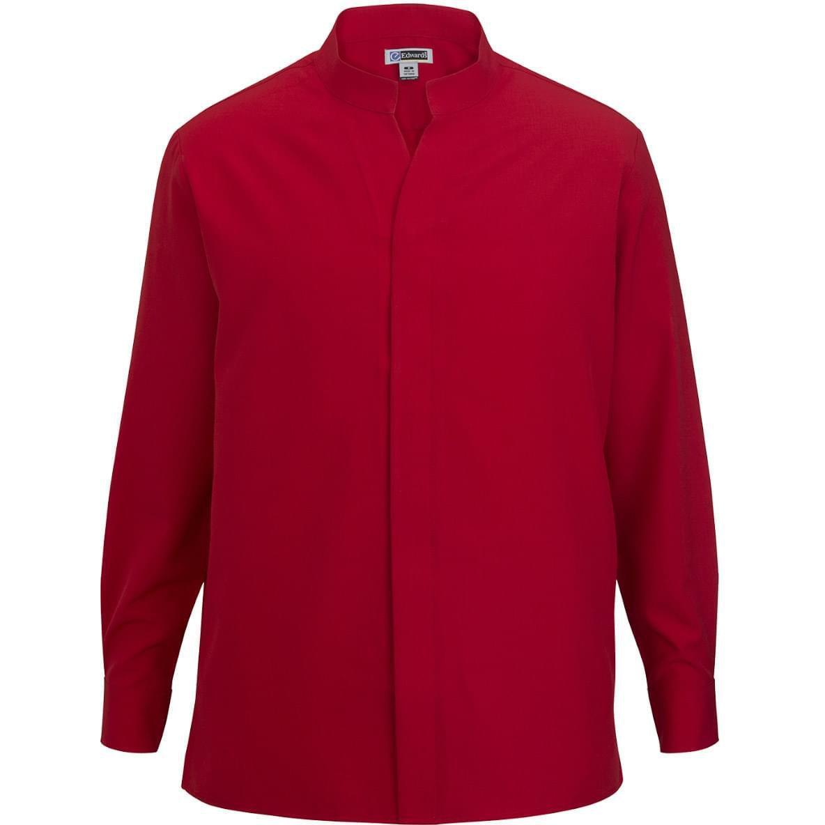 no-logo Edwards Bastiste Stand Up Collar Shirt-Dress Shirts-Edwards-Red-S-Thread Logic