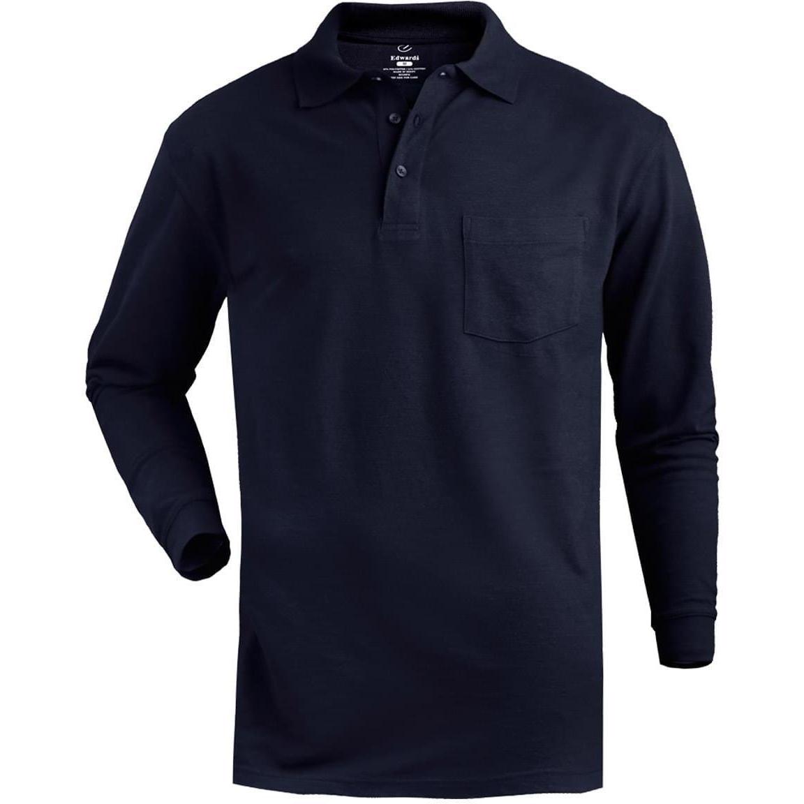 no-logo Edwards Blended Pique Long Sleeve Polo With Pocket