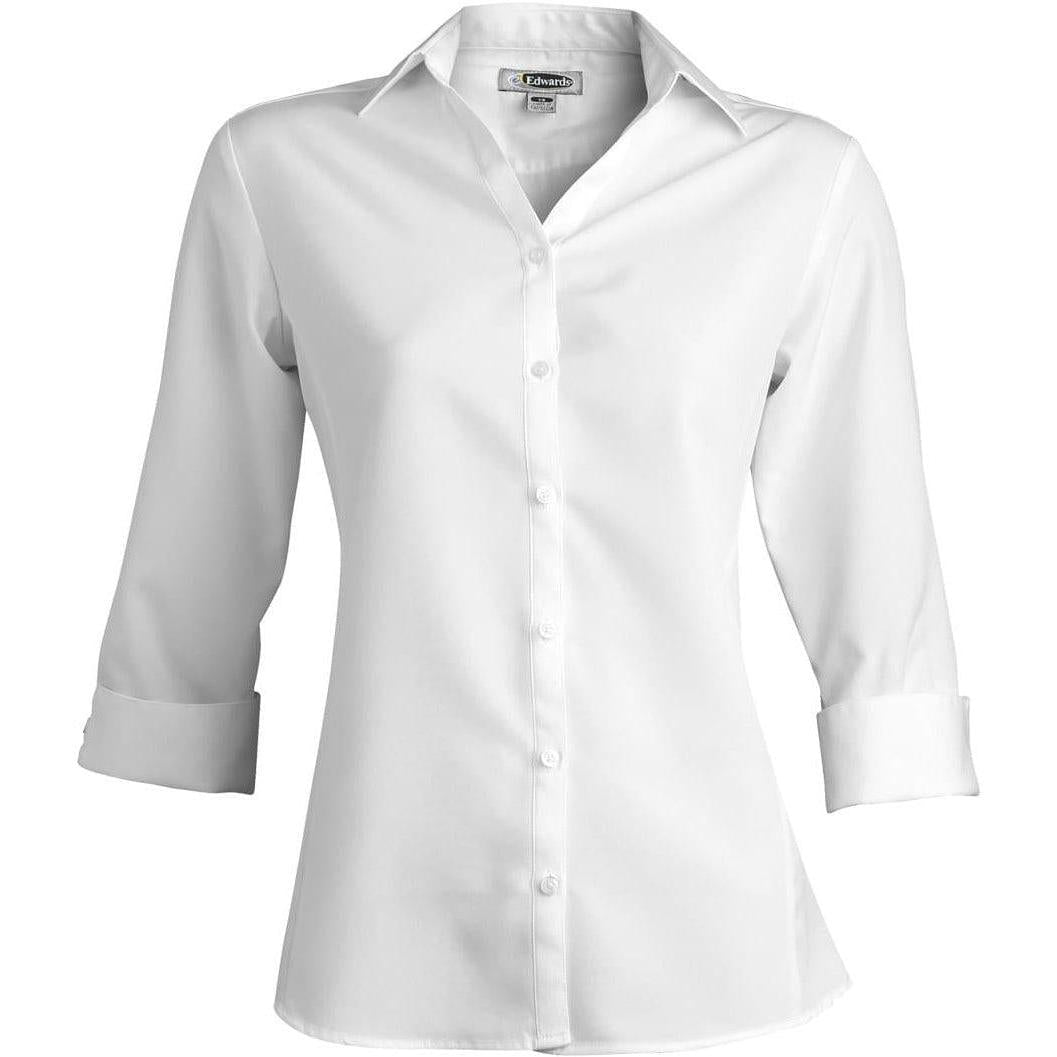 no-logo Edwards Women's Bastiste 3/4 Sleeve Shirt-Dress Shirts-Edwards-White-XS-Thread Logic