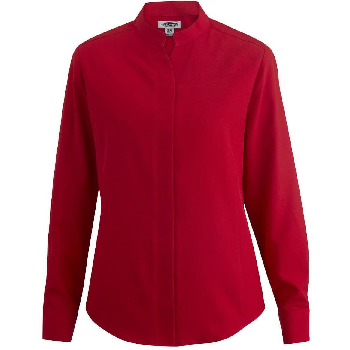 no-logo Edwards Women's Bastiste Stand Up Collar Shirt-Dress Shirts-Edwards-Red-XS-Thread Logic