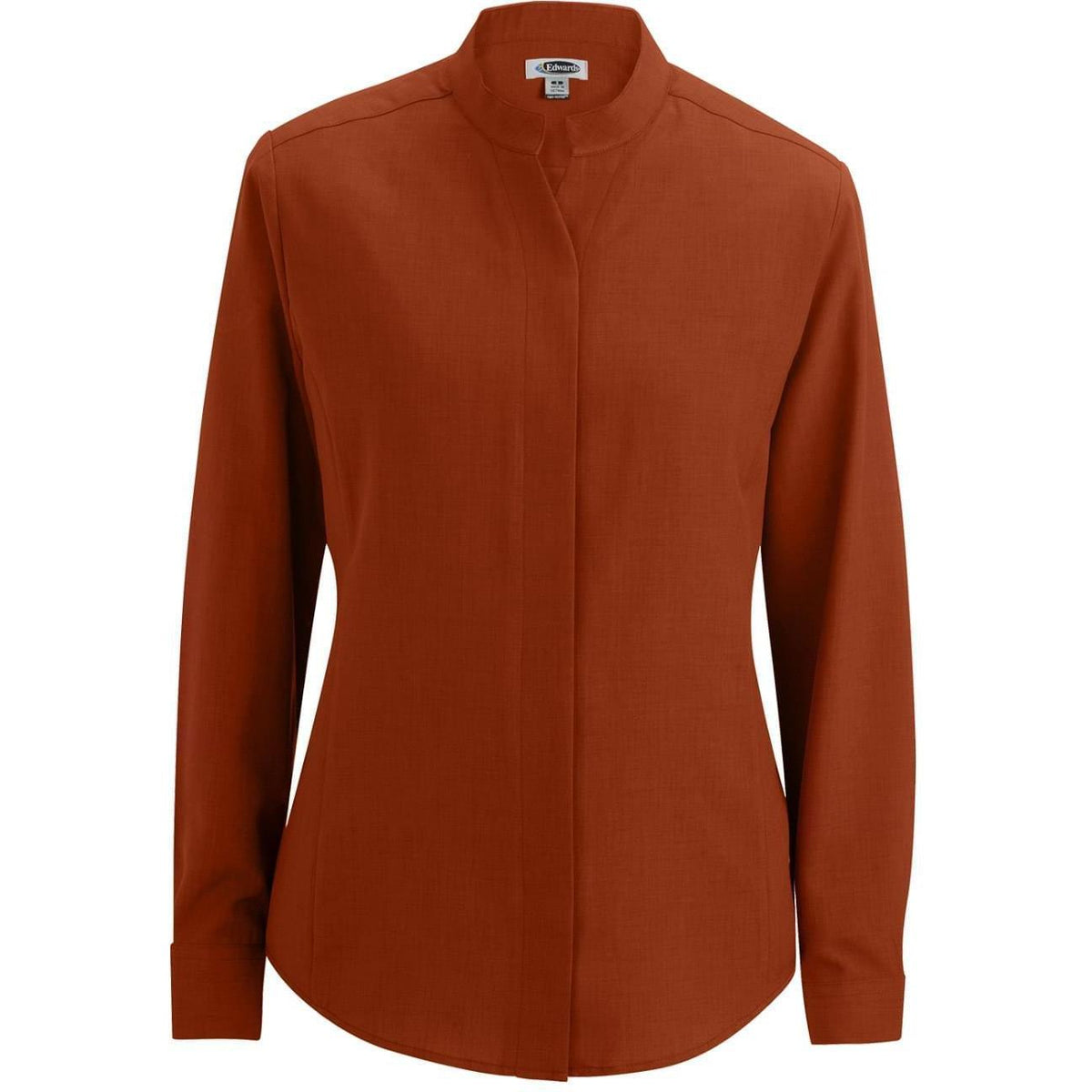 no-logo Edwards Women's Bastiste Stand Up Collar Shirt-Dress Shirts-Edwards-Rust-XS-Thread Logic
