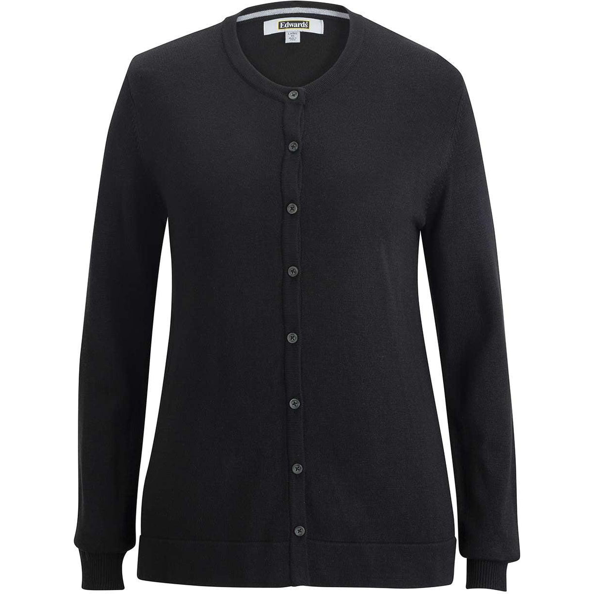 logo-left Edwards Ladies Crew Neck Button Front Cardigan