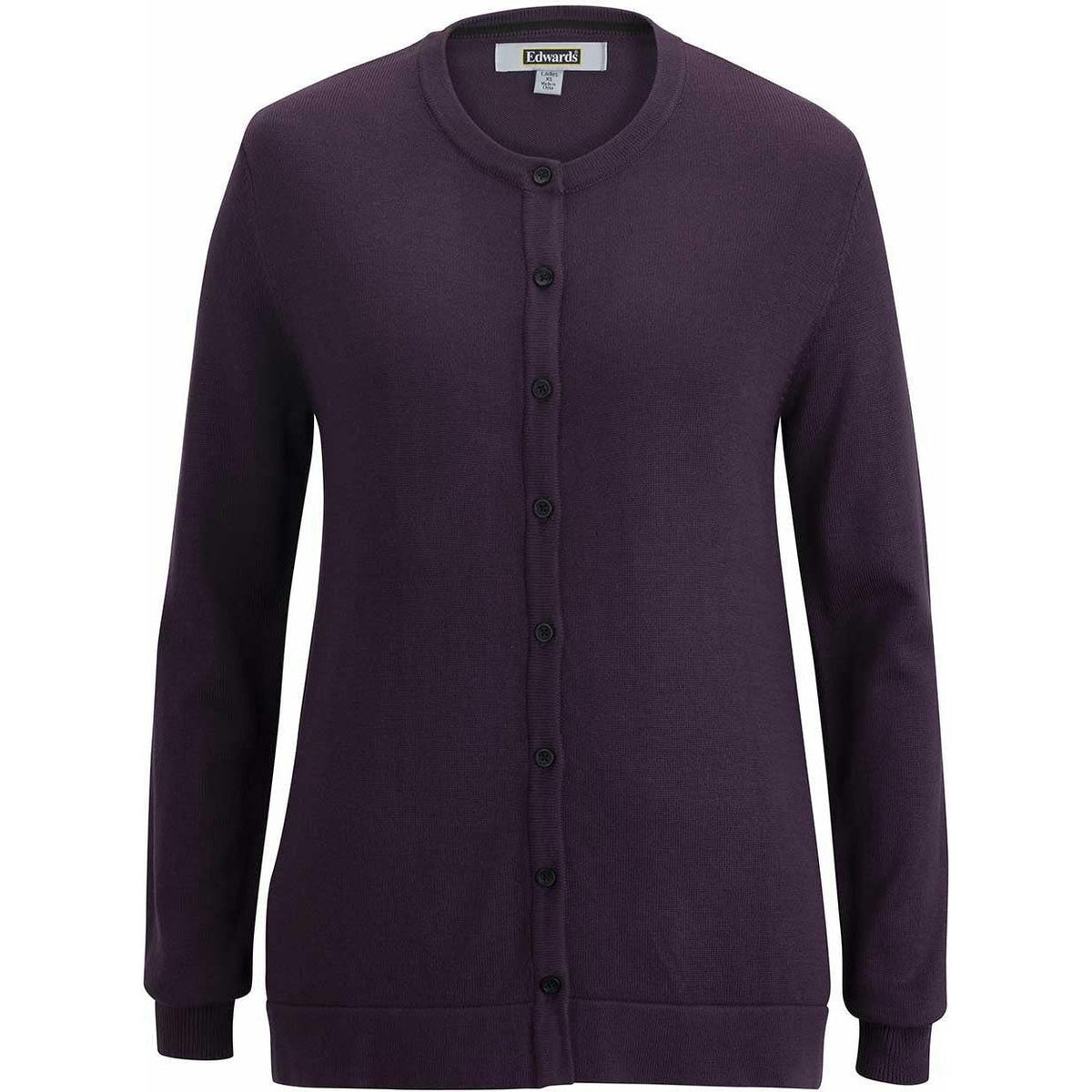 logo-left Edwards Ladies Crew Neck Button Front Cardigan