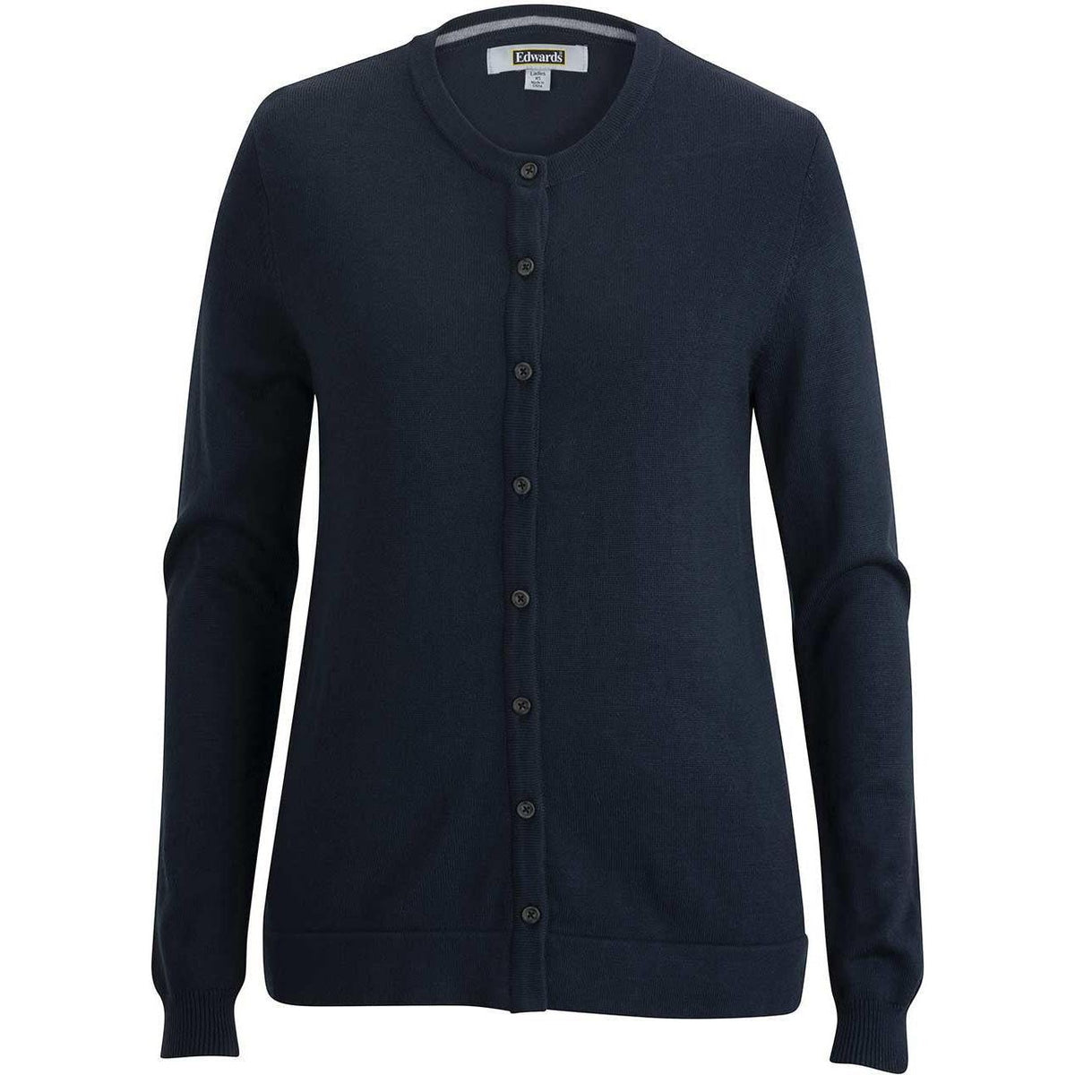 logo-left Edwards Ladies Crew Neck Button Front Cardigan