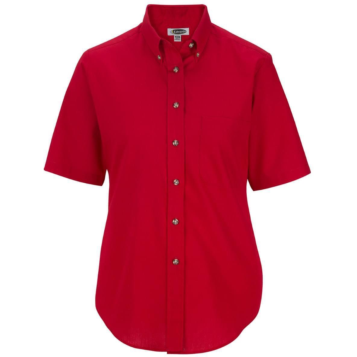 no-logo Edwards Ladies Easy Care Short Sleeve Poplin Shirt