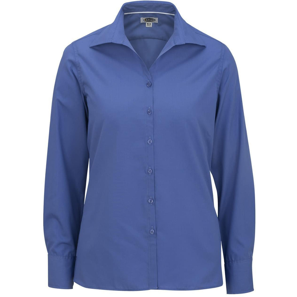 no-logo Edwards Ladies Lightweight Open Neck Poplin Blouse Long Sleeve