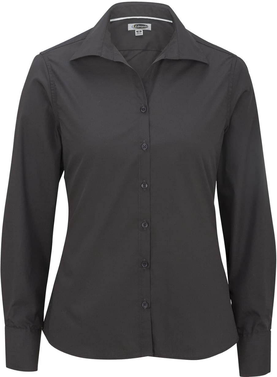 Edwards Ladies Lightweight Open Neck Poplin Blouse Long Sleeve