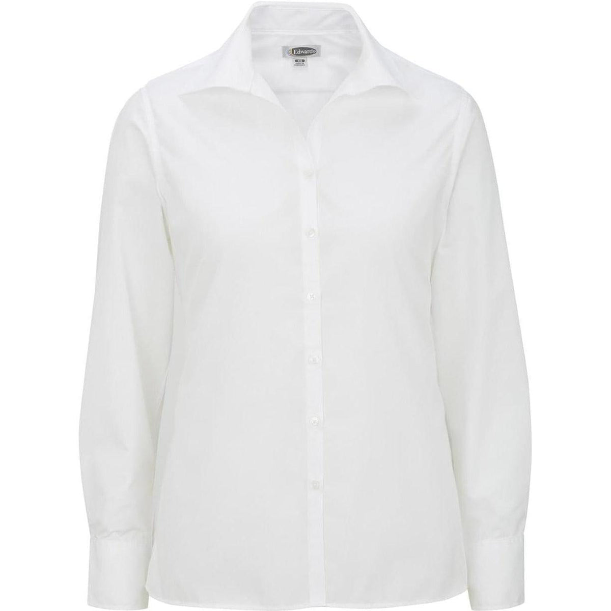 no-logo Edwards Ladies Lightweight Open Neck Poplin Blouse Long Sleeve
