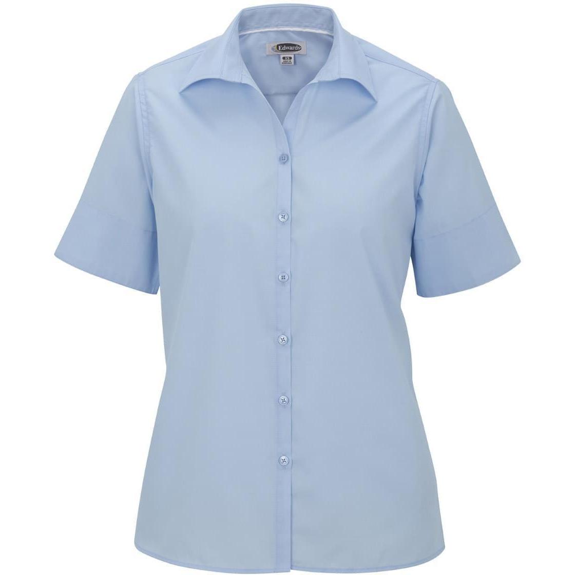 no-logo Edwards Ladies Lightweight Short Sleeve Poplin Blouse