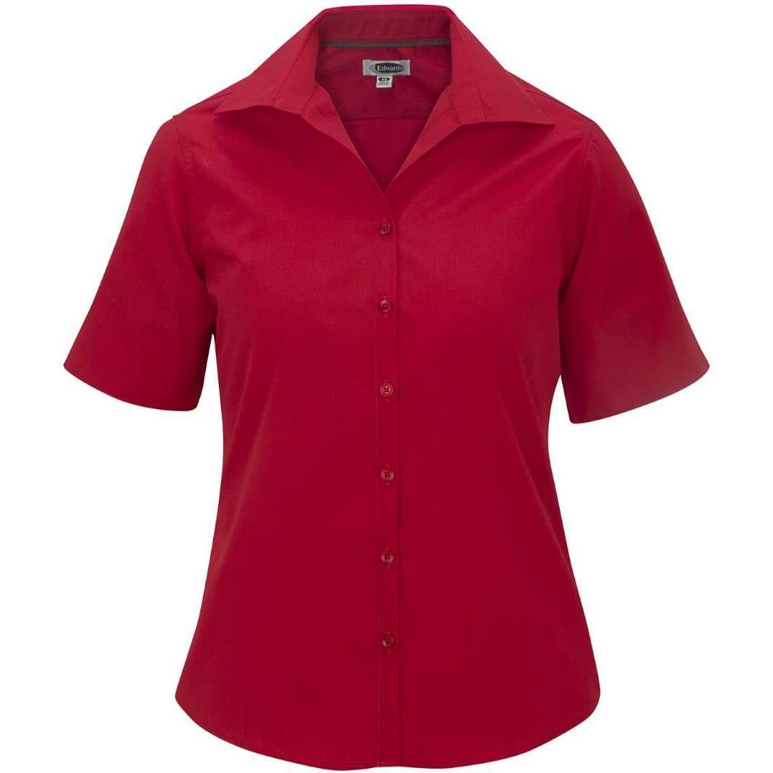 no-logo Edwards Ladies Lightweight Short Sleeve Poplin Blouse