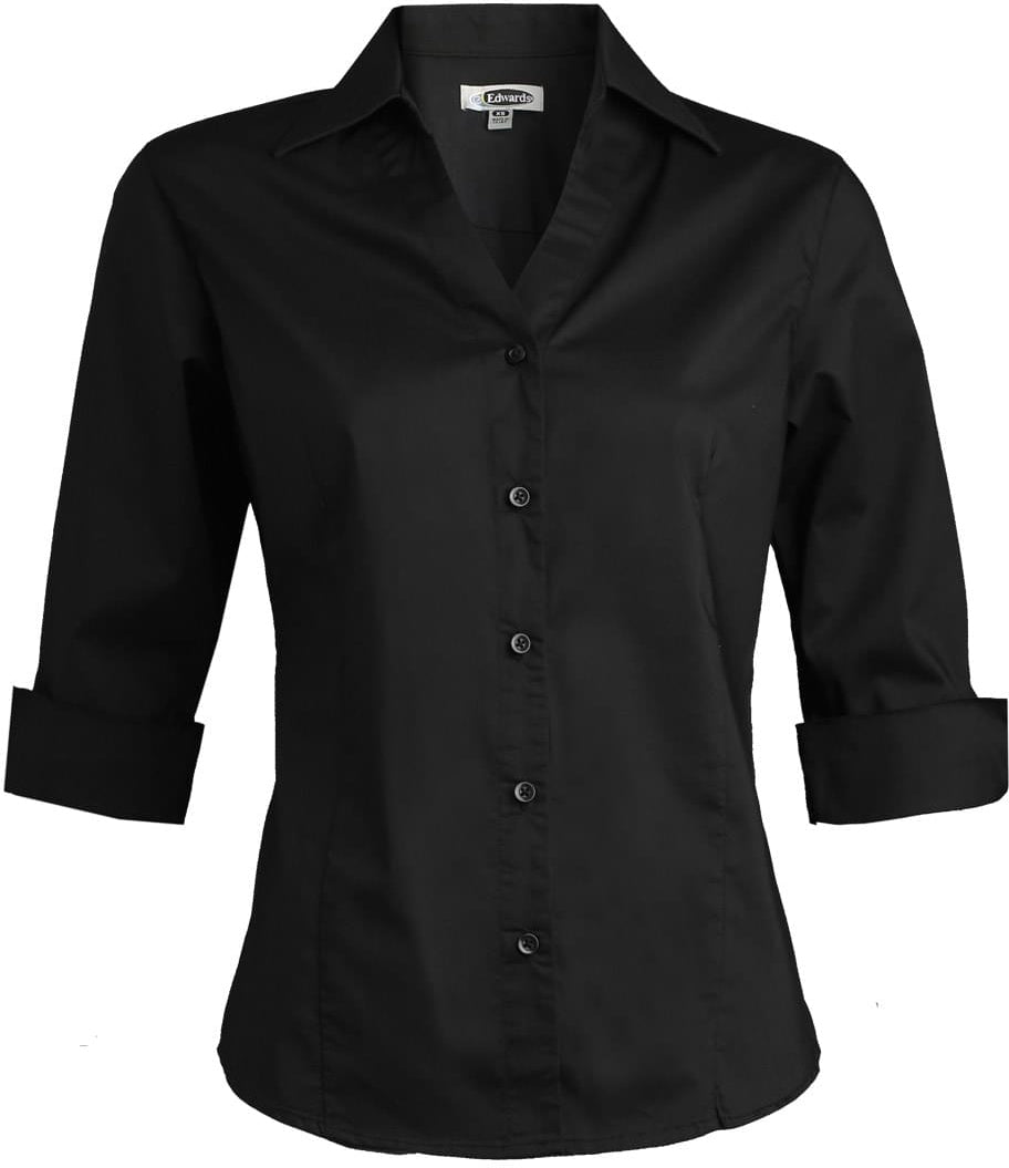 Edwards Ladies Tailored V Neck Stretch Blouse 5045 With Custom Embroidery 