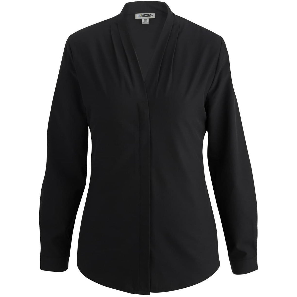 no-logo Edwards Women's V-Neck Blouse-Dress Shirts-Edwards-Black-XS-Thread Logic