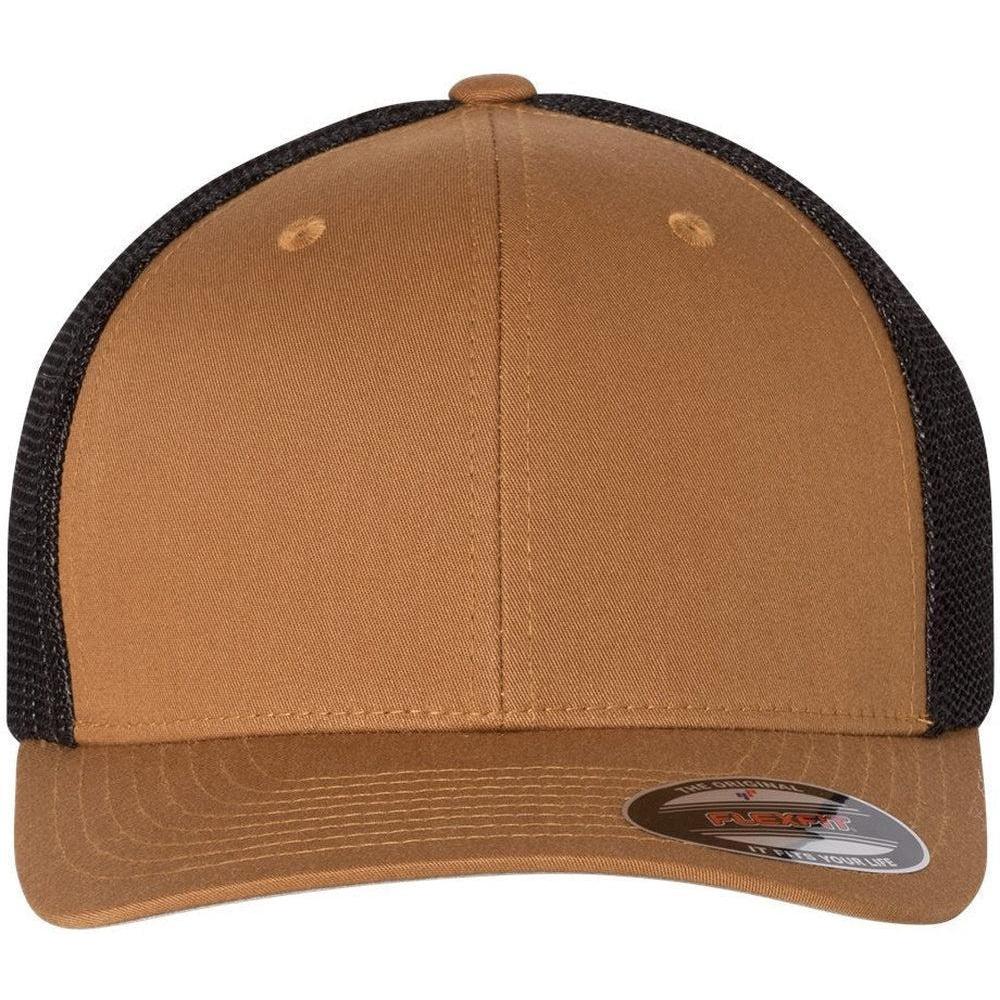no-logo Flexfit Trucker Cap-Headwear-Flexfit-Caramel/Black-OSFA-Thread Logic