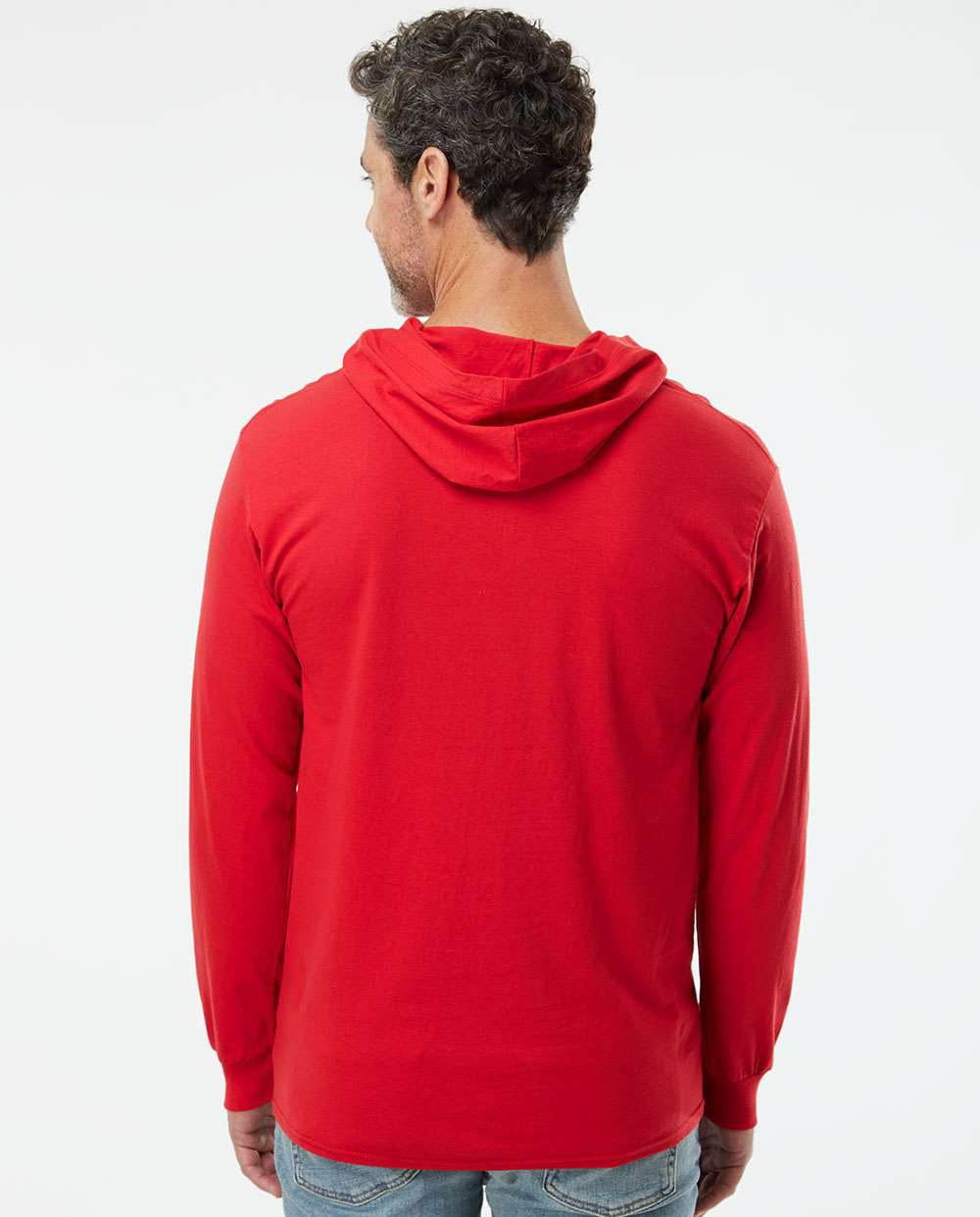 no-logo Fruit of the Loom HD Cotton™ Jersey Hooded T-Shirt-T-Shirts - Long Sleeve-Fruit of the Loom-Thread Logic