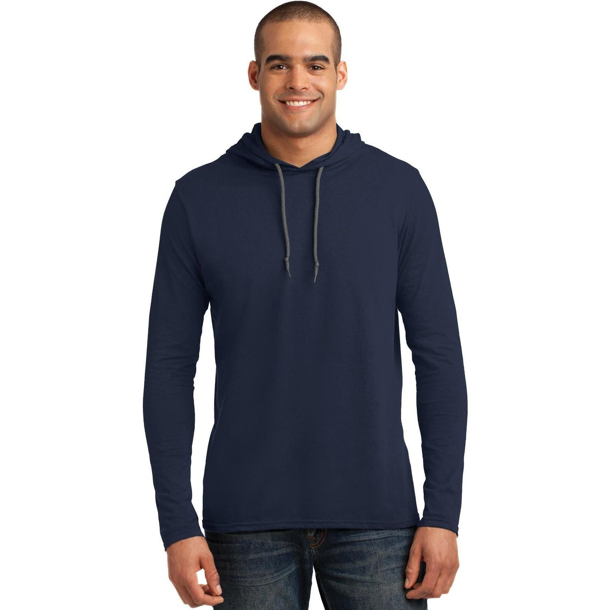 no-logo Gildan 100% Combed Ring Spun Cotton Long Sleeve Hooded T-Shirt-Regular-Gildan-Thread Logic