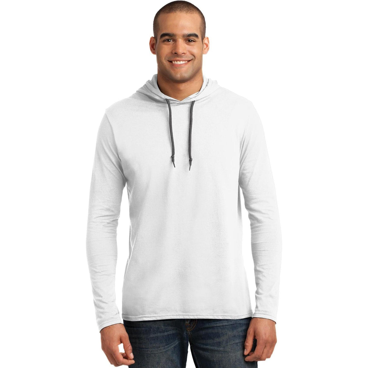 no-logo Gildan 100% Combed Ring Spun Cotton Long Sleeve Hooded T-Shirt-Regular-Gildan-Thread Logic