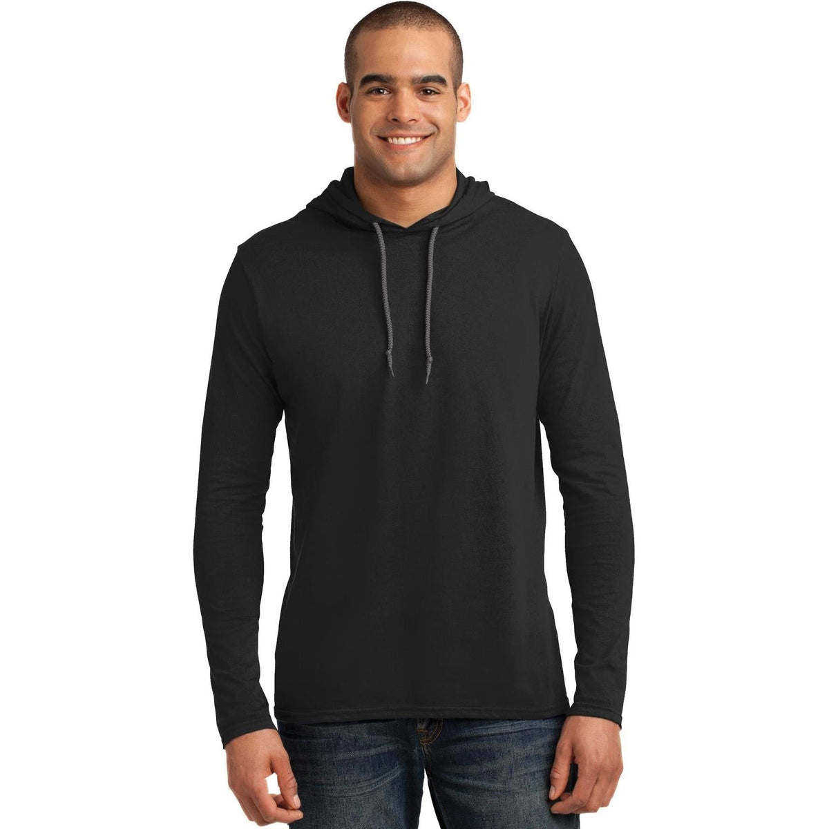 no-logo Gildan 100% Combed Ring Spun Cotton Long Sleeve Hooded T-Shirt-Regular-Gildan-Thread Logic