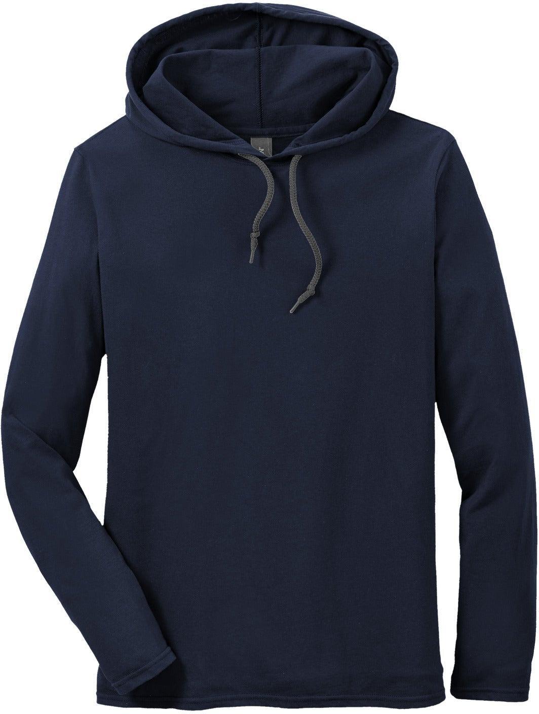 No-Logo CLOSEOUT - Gildan 100% Combed Ring Spun Cotton Long Sleeve Hooded T-Shirt-Hoodies-Gildan-Navy/Dark Grey-S-Thread Logic